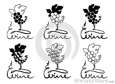 Set illustration logotype with abstract wine glass Vector Illustration