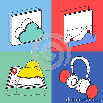 Set of illustration recreation icons Vector Illustration