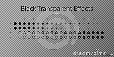 Set Illustration vector effect. Transparent light effects and sparkles. Set Vector effect. Gradient effect. Realistic shadow. Vector Illustration