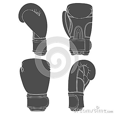 Set of illustrations with boxing gloves. Vector Illustration