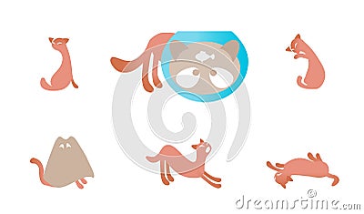 Set of illustrations with cats. Vector Illustration