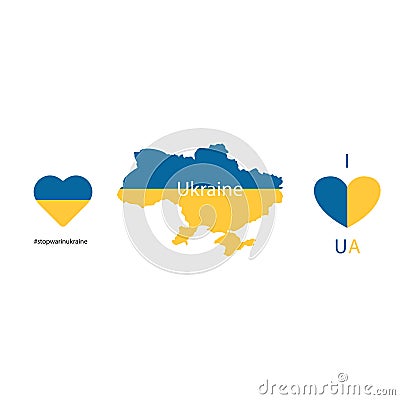 A set of illustrations in the national colors of the state of Ukraine. Vector Illustration