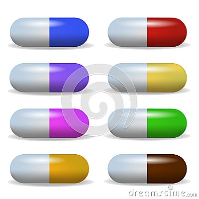 Set Image Multicolored Tablet Lying in a Two Row Vector Illustration