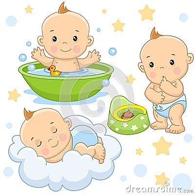 Baby boy 4 part. Vector Illustration