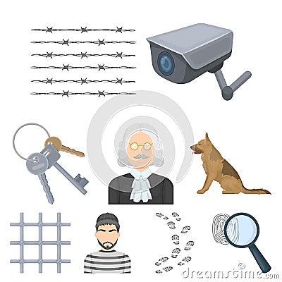 Set of images about the prison and prisoners. Vector Illustration