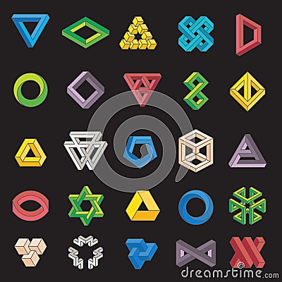 Set of impossible shapes Vector Illustration