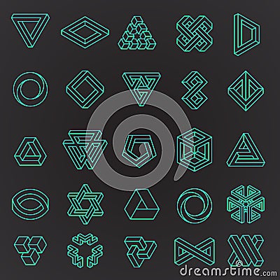 Set of impossible shapes Vector Illustration