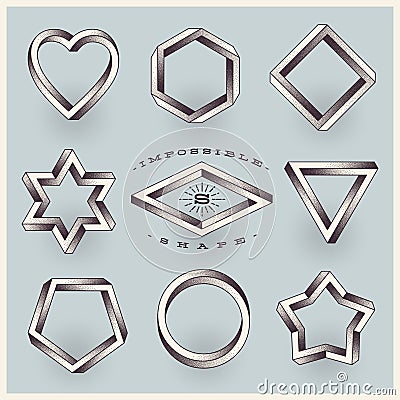 Set of impossible shapes Vector Illustration