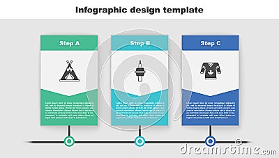 Set Indian teepee or wigwam, TV CN Tower in Toronto and Hockey jersey. Business infographic template. Vector Vector Illustration