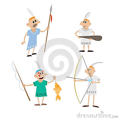 Set Indians illustration Vector Illustration