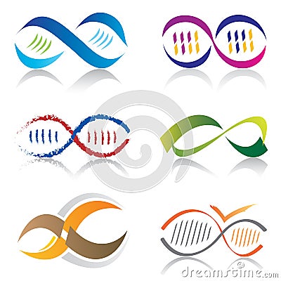 Set of Infinity Symbol Icons / DNA Molecule Icons Vector Illustration