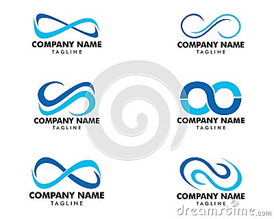 Set of Infinity Symbol Logo Design Vector Illustration Vector Illustration