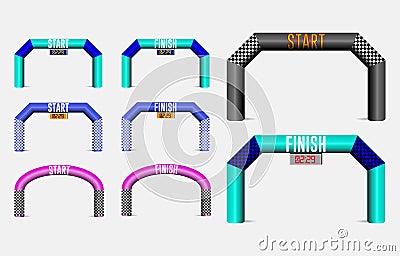 Set of inflatable arches start and finish line. Stock Photo