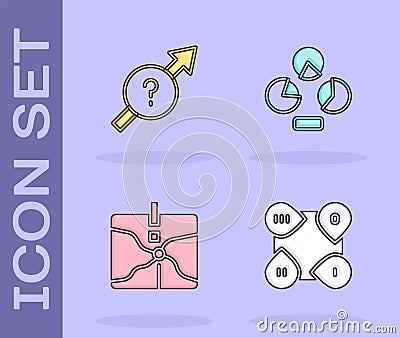 Set Infographic element, Arrow, Intersection point and Pie chart infographic icon. Vector Vector Illustration
