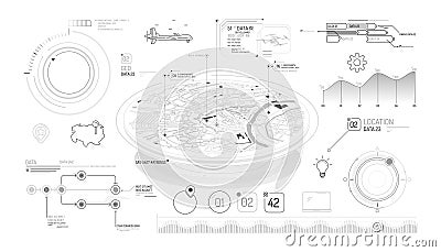 Set of infographic elements about air cargo tracking. Vector Illustration