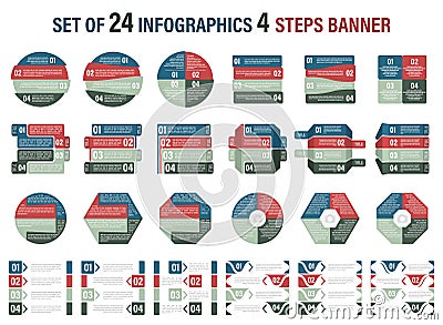Set of infographic four steps banner. Vector Illustration