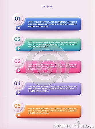 Set of infographics elements in 3d style. Can be used for info graphics, graphic or website layout vector, numbered banners, Vector Illustration