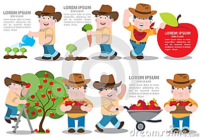 Set of infographics on farming. Agriculture color illustrations Cartoon Illustration