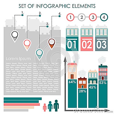 Set of infographics, urban demographics data icons Vector Illustration