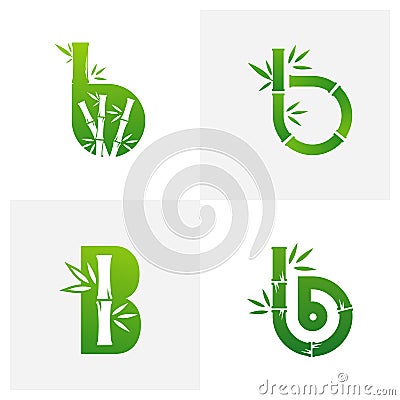 Set of Initial B with Bamboo logo vector template, Creative Bamboo logo design concepts Vector Illustration