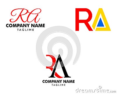 Set of Initial Letter RA Logo Template Design Vector Illustration