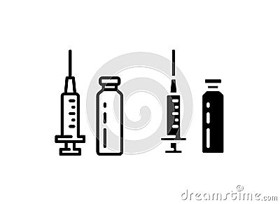 Set injection vector icon outline and glyph style Vector Illustration