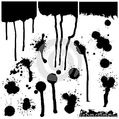 A set of ink blots of various shapes. Vector. Vector Illustration