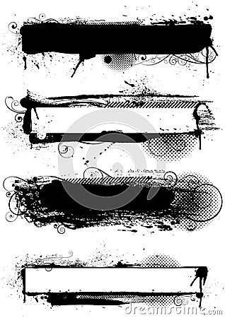 Set of inky grunge designs Vector Illustration