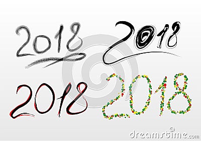 Set of inscriptions 2018 in CDR format Vector Illustration