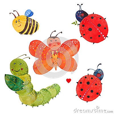 Set of insects Cartoon Illustration