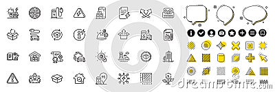 Set of Inspect, Intersection arrows and Building energy line icons for web app. Pictogram icon Vector Vector Illustration