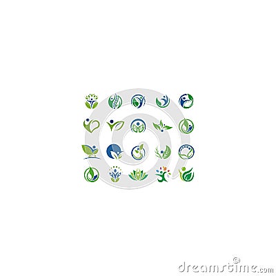 people community green leaf ecology nature element Vector Illustration