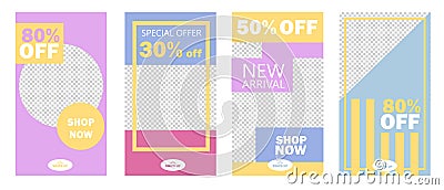 Set of Instagram stories sale banner background, instagram template photo Vector Illustration