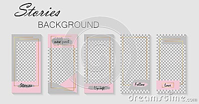 Set of instagram stories template.Design layout backgrounds for social media.Layout, cover templates for story .Mockup for instagr Stock Photo