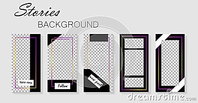 Set of instagram stories template.Design layout backgrounds for social media.Layout, cover templates for story.Mockup insta. Stock Photo