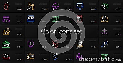 Set of Instruction manual, Bitcoin project and Wallet line icons. For design. Vector Vector Illustration