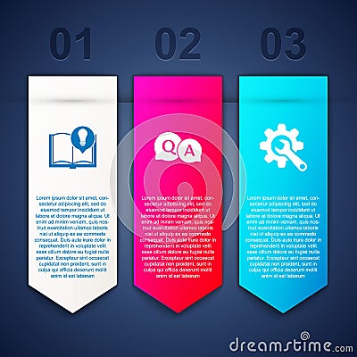 Set Interesting facts, Question and Answer and Wrench gear. Business infographic template. Vector Vector Illustration