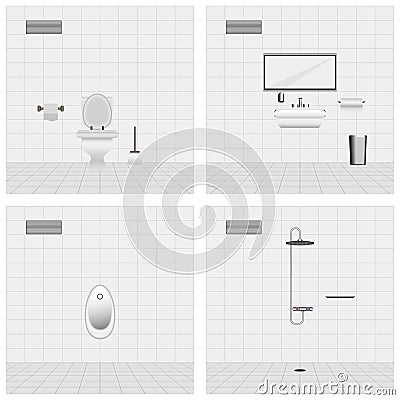 Set of interiors for toilet Vector Illustration