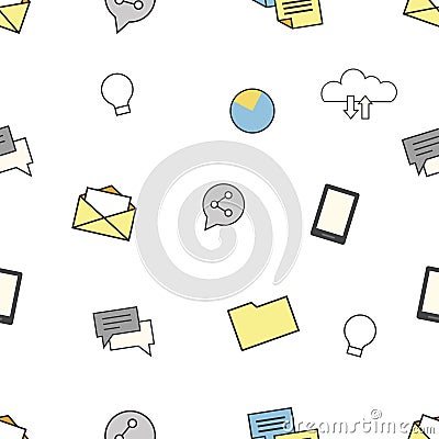 Set of internet and technologies icons. Seamless pattern background Vector Illustration