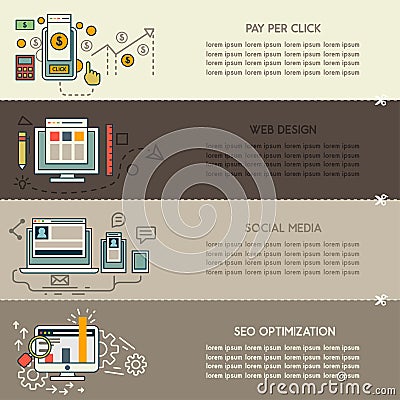 Set of internet technology banners Vector Illustration