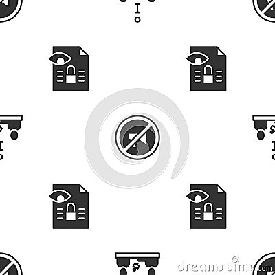 Set Interview, Censored stamp and Journalistic investigation on seamless pattern. Vector Vector Illustration