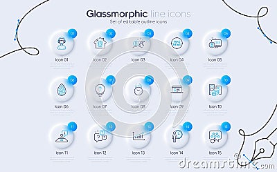 Set of Interview, Waiting and Swipe up line icons for web app. Pictogram icon. Vector Vector Illustration