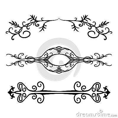 Set of intricate design element s, elegant fancy text or paragraph dividers, hand drawn underline illustration Vector Illustration