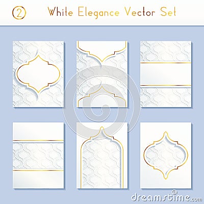 Set of intricate white brochure designs Vector Illustration