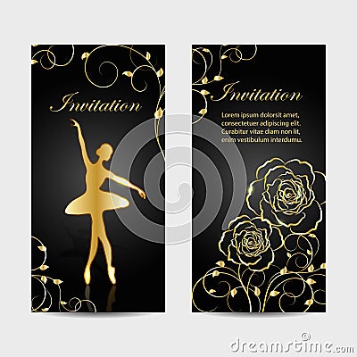 Set of invitation cards design. Vector Illustration