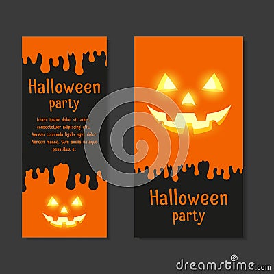 Set Invitational Template cards for Halloween parties Vector Illustration