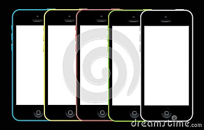 Set of iPhone 5c Editorial Stock Photo