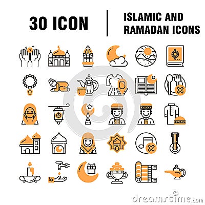 Set of Islamic Icons, Ramadan Kareem Stock Photo