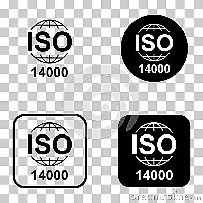 Set of Iso 14000 icon. Environmental Management. Standard quality symbol. Vector button sign isolated on white background Vector Illustration