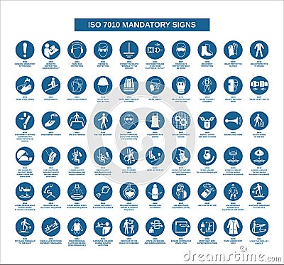 Set of iso 7010 mandatory signs Vector Illustration